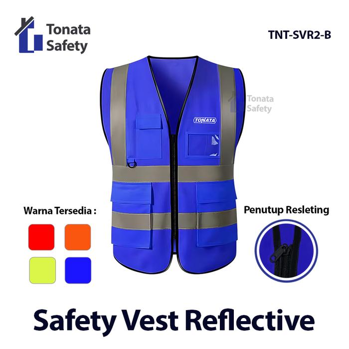 Gambar Rompi Safety Proyek Reflective Tonata / Rompi Proyek Kerja Biru / Rompi Safety Reflektif / Vest Keselamatan Kerja / Alat Pelindung Diri APD / Rompi Kerja Lapangan & Proyek Konstruksi / Aksesoris Safety Industri dan Pekerjaan Lapangan dari Tonata Indonesia Kab. Tangerang Tokopedia