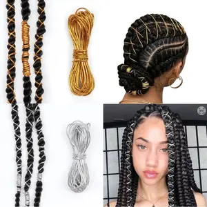 Aksesori Rambut Kepang Dreadlock Perak Emas Dekorasi Rambut Styling Berkilau Kepang Afrika Tali Elastis yang Dapat Diregangkan Scrunchies Elegan