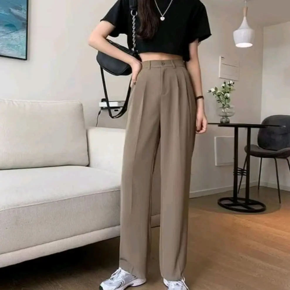 Hight Waist Loose Pants Celana kulot Wanita Celana  Kantor Nyaman Flowy