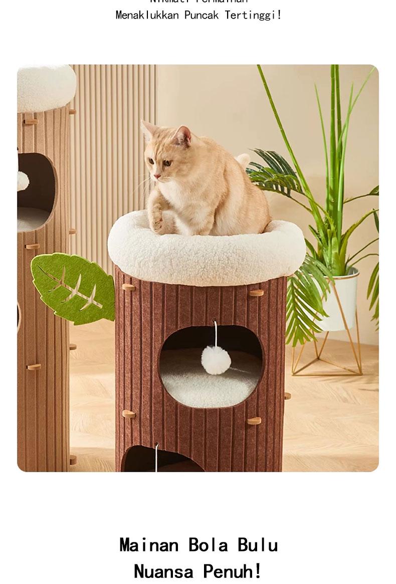 【SA FurBuddy】Kombinasi pohon kucing dan tempat tidur kucing (alas tidak termasuk), lubang pohon kucing berlapis-lapis, juga dapat digunakan sebagai tiang garukan, cocok untuk rumah tangga dengan banyak kucing.