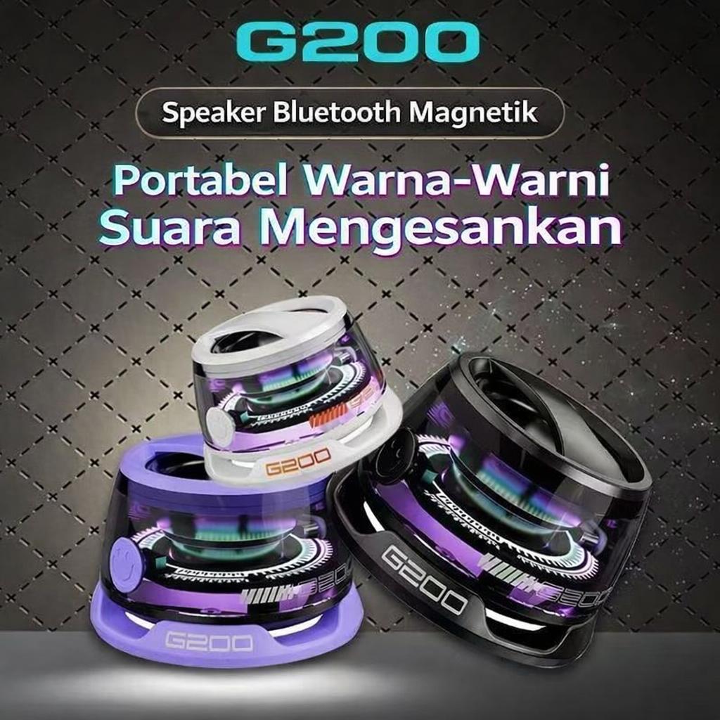 G200 Speaker Bluetooth Mini Magnetik RGB LED – Suara Besar, Bass Kuat, Portable Wireless untuk Gaming, Musik, Nonton Film, Outdoor G200 Speaker Bluetooth Mini Magnetik RGB LED – Suara Besar, Bass Kuat, Portable Wireless untuk Gaming, Musik, Nonton Film, Outdoor