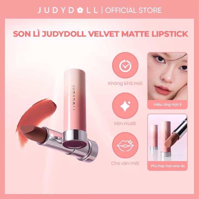 Son Kem JUDYDOLL Velvet Matte Lipstick Son thỏi Ẩm mướt Bơ mịn Mờ vân môi 3,6g