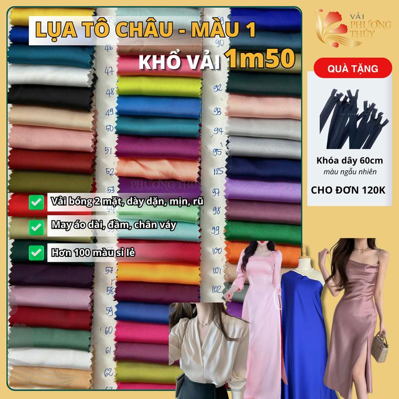  Vải lụa Tô Châu Mã Não cao cấp Phượng Thúy khổ ngang 1m50 chất vải bóng dày có độ rũ cao co giãn nhẹ lên áo dài đầm body sơmi cho nữ 
