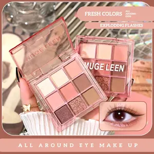 Muge leen Eyeshadow Box Pink Palette Matte Eyeshadow 9 Warna Korean Matte Long Lasting