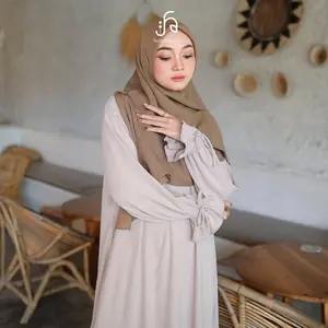 Famehara.id Haniah Dress Muslim Knit Ribbon Premium Terbaru Kekinian Flowy