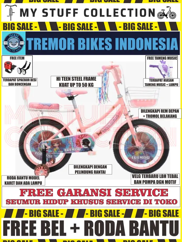 SEPEDA MINI ANAK UKURAN 16 INCH COCOK UNTUK USIA 4 TAHUN HINGGA 7 TAHUN BONUS KERANJANG DAN BONCENGAN SERTA BEL SEPEDA sepeda little 3