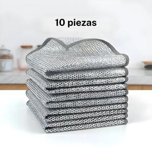 Paño de alambre para lavar platos, 10 piezas de paño de alambre multiusos sin rayar para uso en seco y húmedo, paño de limpieza de alambre reutilizable para cocina, fregaderos y sartenes