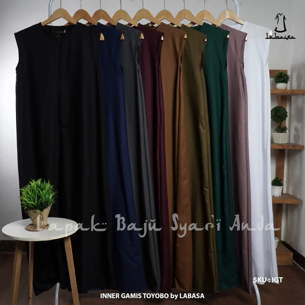 Inner Gamis Tanpa Lengan Polos Toyobo Sarah Series | Inner Dress Tanpa Lengan | Labasa Ori