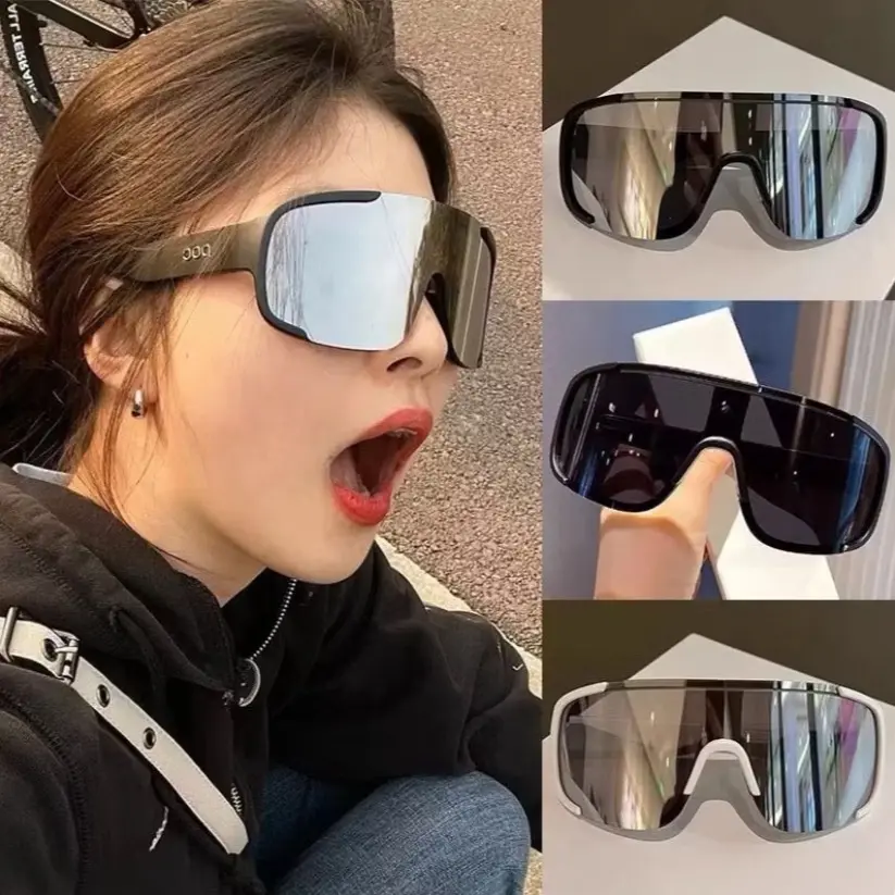 ￼GU Kacamata Sepeda Viral Anti UV Kacamata Hitam Besar Vintage Sport Sepeda Man Or Woman Sunglasses K49