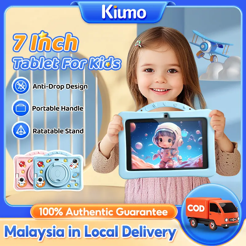 【 Kiumo】（Smartbarry 7-inci kids tablet）Classic Style Laptop children's tablet,Educational ipad, 4GB+128GB WiFi Learning Tablet Android Listening, Music, Puzzle games, Baby Play Bayi 7-inch Screen Device Electronic Mic Silicone Ram New chip smart  kids