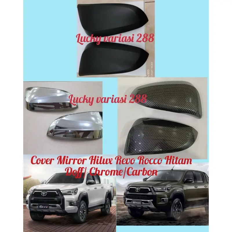 COVER SPION MIRROR COVER SPION TUTUP BATOK SPION HILUX REVO ROCCO 2015 2016 2017 2018 2019 2020 2021 2022 2023 2024Up HITAM CHROME CARBON GR SPORT 3
