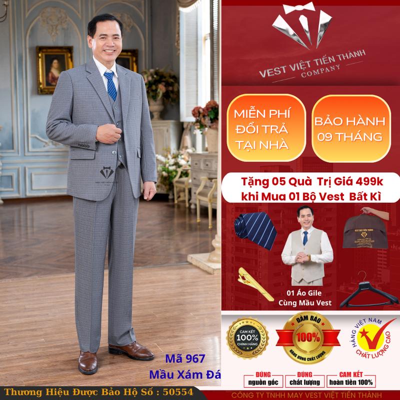  Bộ vest nam trung niên vest việt tiến thành Bộ vest nam trung niên chất liệu tuýt si nhập khẩu ấn độ vest việt tiến thành   Tặng Kèm Áo Gile  Cà Vạt  Kẹp Cavat  Móc Cheo Chuyên Dụng Túi Đựng Vest    