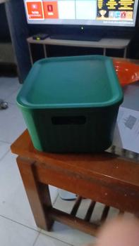 Product Review of FURNITUR88 Kotak Penyimpanan Plastik Serbaguna Keranjang Plastik Dengan Tutup Bahan Plastik Pilihan Warna Putih Biru Kuning from H**. S**a 1