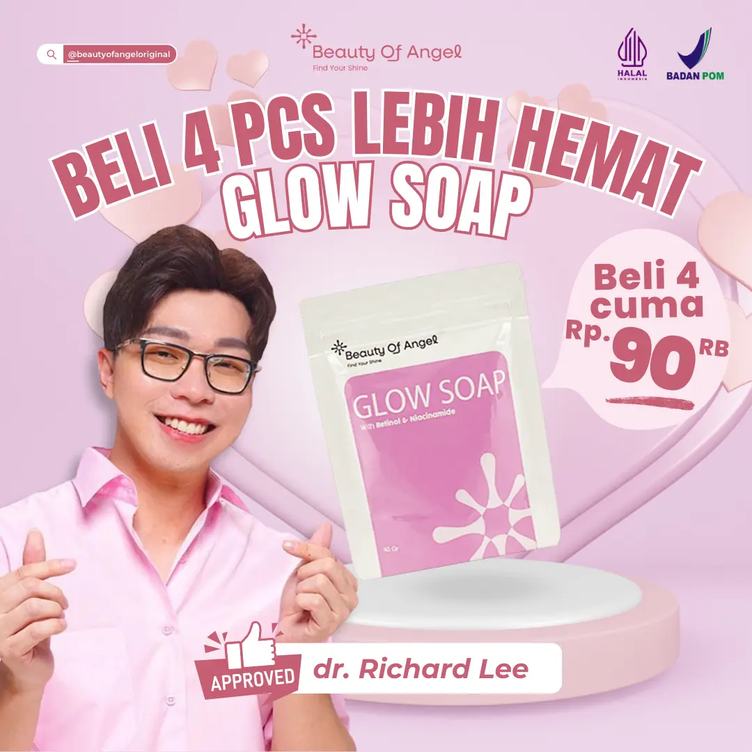 [PAKET HEMAT 4 PCS] Beauty Of Angel Glow Soap Bar Sabun Pemutih Kulit Perawatan Tubuh Pencerah Wajah Kusam Niacinamide Retinol 40g BPOM