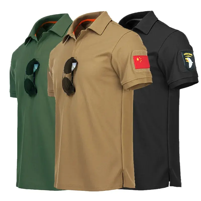 Men's Summer Quick Dry Short Sleeve Tactical T-shirt Sport Short Sleeve Breathable Workwear Running Hiking Casual Short Sleeve