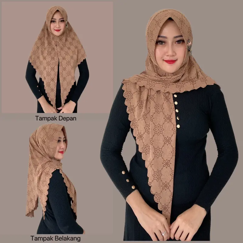 Indah Store - Hijab Instan Segitiga Ped Sabit Jersey Knit Laser Rasipa By Daura Gama Empat Nyaman 0