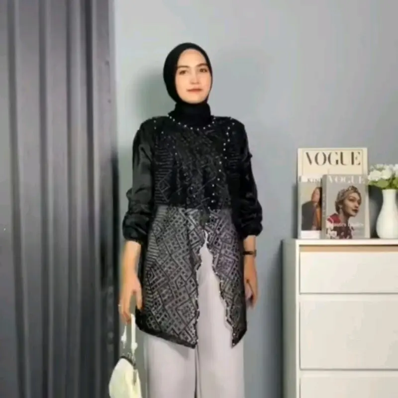 Tunik Couple Hananque Ibu dan Anak Usia 1-13 Tahun dengan Brokat Kondangan Full Payet Mix Organza Bridesmaid untuk Pasangan Wanita Wanita Keluarga Motif 1