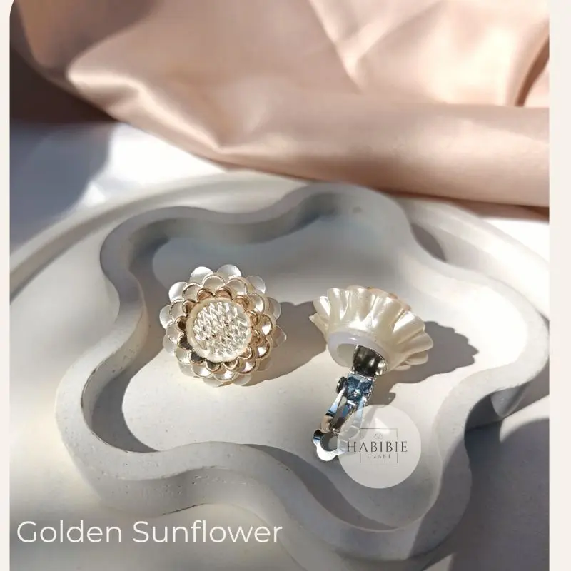 Anting Hijab Jepit Klip Tusuk by Habibie Craft Earing Clip Cantik Kristal Bunga Hijaber Murah