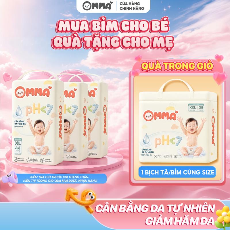 SIÊU TIẾT KIỆM Tã Bỉm OMMA Care Cho Bé, Mềm Mại, Dịu Êm, Thấm Hút Tốt, Với 2 Vùng Thấm, Giảm Kích Ứng Da, Siêu Khô Thoáng,An Toàn Lành Tính Cho Mông Bé,Nhiều Miếng Hơn, Dùng Lâu Hơn