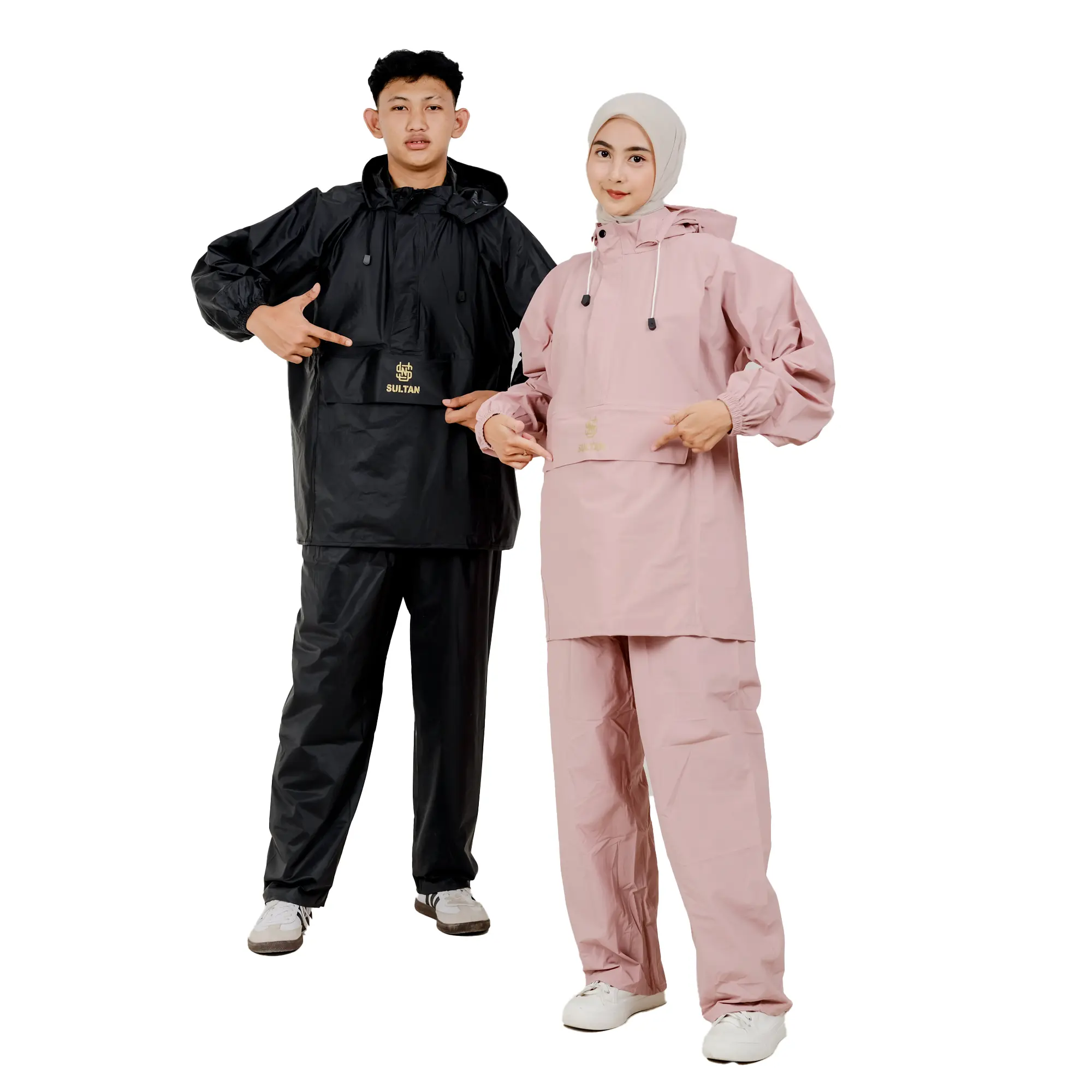 SULTAN Jas Hujan Model Kanguru Dewasa Cream - Baju dan Celana Pria Wanita