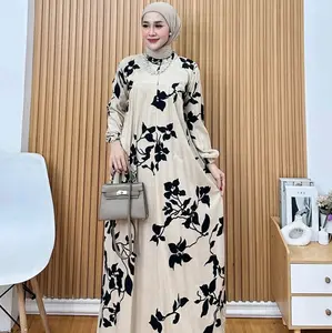 Gamis Bunga dua busui friendly rayon premium Batik Gamis Busana Muslim Panjang Wanita Nyaman