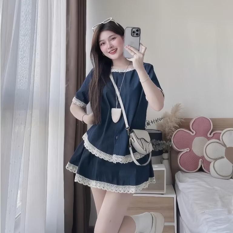 Set Bộ Nữ Hot Bigsize Set Váy Chất Vải Mỏng Nhẹ Phối Ren Thoải Mái Đủ Size Từ 40-80Kg