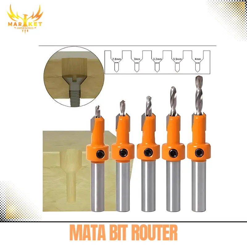 Mata Bor Kayu Bit Router Pelubang Drat Baut Chamfering Cone Drill Bit HSS Mata Bor Kayu Penyamar Perata Tanam Sekrup Baut Mur Countersink 0