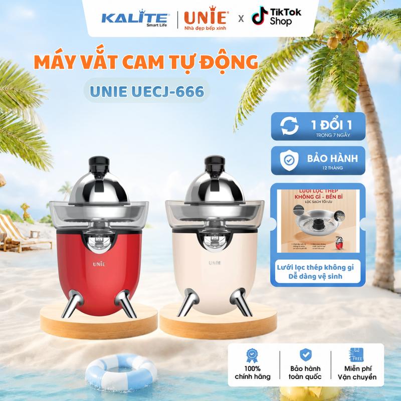 Máy Vắt Cam UNIE UECJ-666 Công Suất 100W Dung Tích 500ml - Tay Cầm Ép Công Thái Học Kết Hợp Công Tắc Xoay Tự Động Tiện Lợi