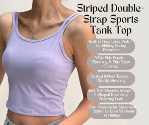 Striped Double-Strap Sports Tank Top Soft, High Stretch, Breathable | U-Shaped Stylish Back | Fixed Chest Pads for Support [YA23]