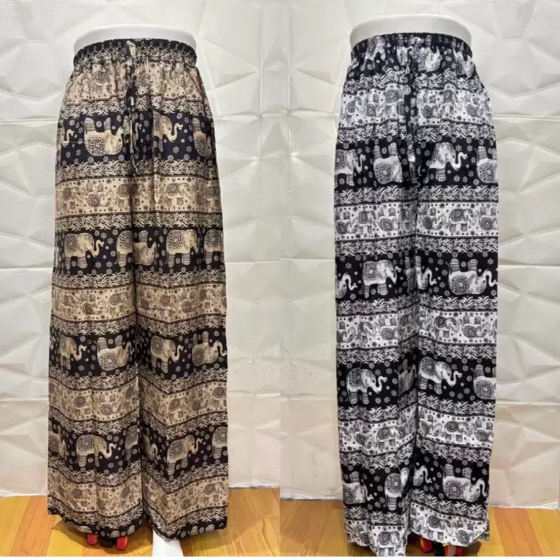 celana kulot rayon panjang motif gajah Wanita