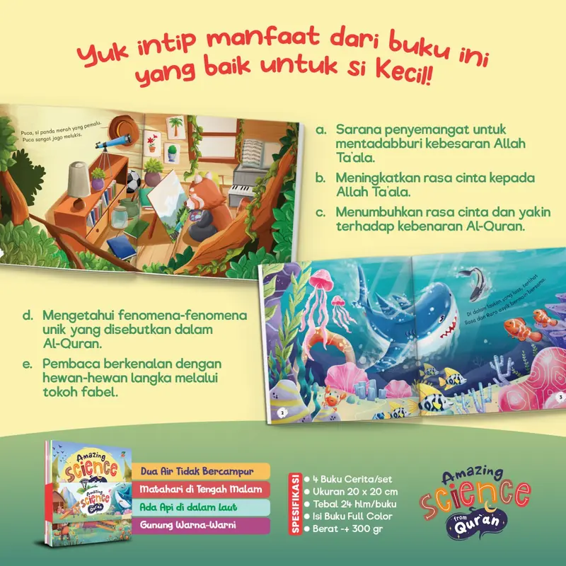 Buku Cerita Hewan Bergambar Serial Amazing Science Sains From Qur'an Keajaiban Laut dalam quran anak usia  4 tahun PAUD TK  Ziyadbooks Official 3
