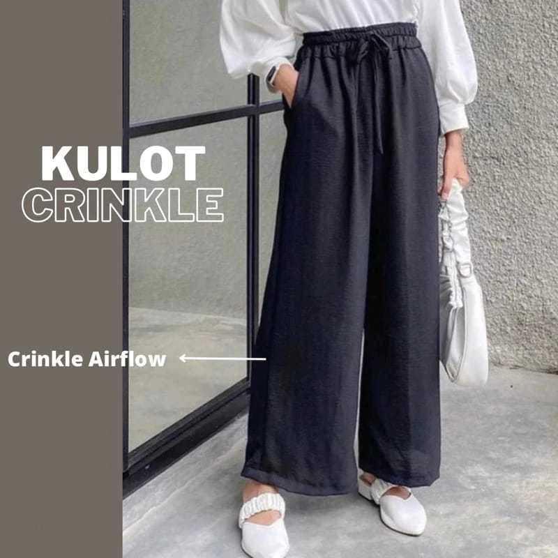 Celana Kulot Crinckle Premium Jumbo Highwaist AirFlow Jumbo Dan Standard | Kulot Crinkle Air Flow Panjang Dewasa Wanita 8