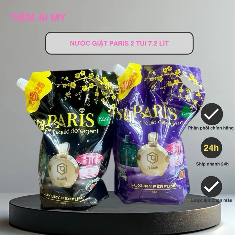 [ Combo 2 túi giặt 7,2L ] Nước giặt xả Paris hương nước hoa. Làm sạch- Lưu hương (dryer sheet)