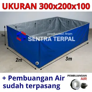Kolam terpal ukuran 300×200×100 - 200×300×100 Tebal waterproof tahan hingga bertahun tahun