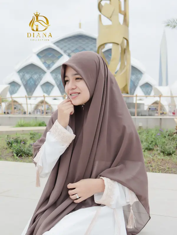 DIANA-Hijab Syari Zipper Instan Jilbab Segiempat Kerudung Segi empat Hijab Segi Empat 2 Layer Khimar Wanita Bahan Ceruty Baby Doll Premium ootd Hijab Style Muslim Ceruty segitiga  syar'i 1