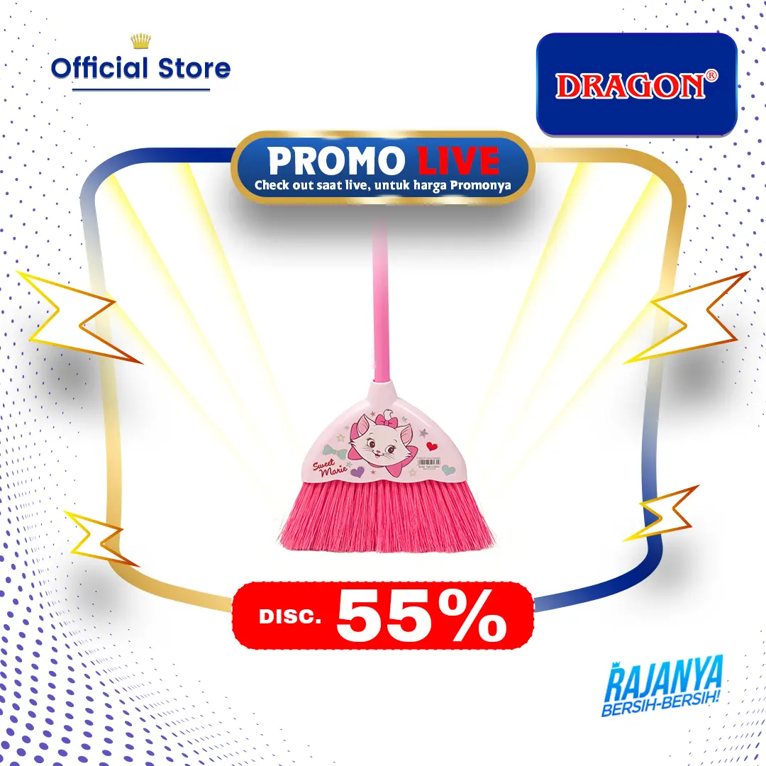 [PROMO LIVE] DRAGON Sapu Lantai Cartoon 110 Cm Pembersih Lantai Gagang Besi Motif Lucu SP169