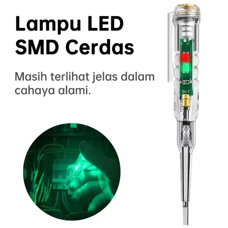 Obeng Tespen Listrik Dual LED dengan Indikator Akurat Alat Pengukur Listrik Multifungsi 2