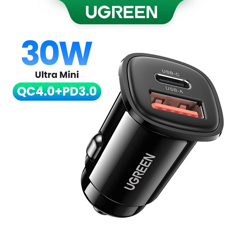 UGREEN PD30W QC18W Bộ Sạc Ô Tô Nhanh Ultra Mini 30W Hai Cổng USB-C & USB-A Màu Đen Phụ Kiện SKU 90848
