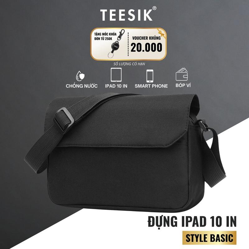 Túi đeo chéo TEE SIK túi chéo túi tiền túi nam đeo vai đựng ipad 10 in kiểu dáng messenger nhiều ngăn bag TS11 - Màu đen