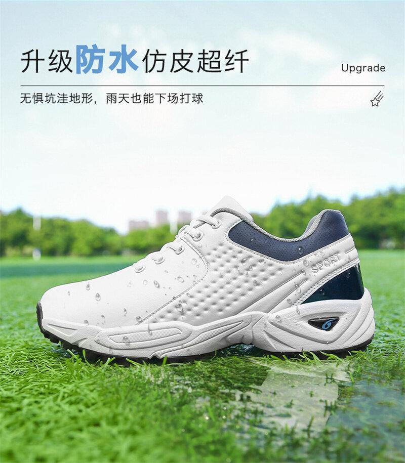 Product Introduction of New High Quality Men Professional Golf Shoes Waterproof Spikes Golf Sneakers Black White Golf Trainers Big Size 40-47 4
