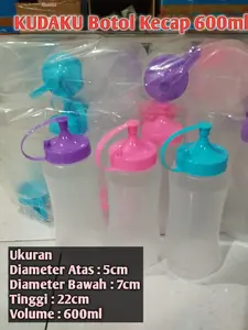 Kudaku Botol Saos Kecap 600ml Diameter 5cm x 7cm Tinggi 22cm untuk Tempat Bumbu