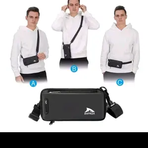 tas pinggang pria multifungsi/hanging wallet/tas pria/tas hp multifungsi Hitam
