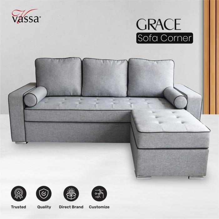 Gambar Sofa Corner Grace Sofa L Sofa Sudut Minimalis By Vassa dari Vassa Sofa & Home Kab. Bogor Tokopedia