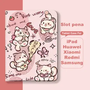 【HD009】Cute Kitten Tablet Case For iPad Pro 11 M2 M4 Air 6 5 4  10.9"/For Xiaomi Pad 5 6 7 Pro 11"/For Redmi Pad SE 11"/For Huawei MatePad T10 T10S/For Samsung Galaxy Tab A9+ S9 FE 10.9"/For Redmi Pad Pro POCO Pad Pro12.1"/For Redmi Pad 2 11"2025