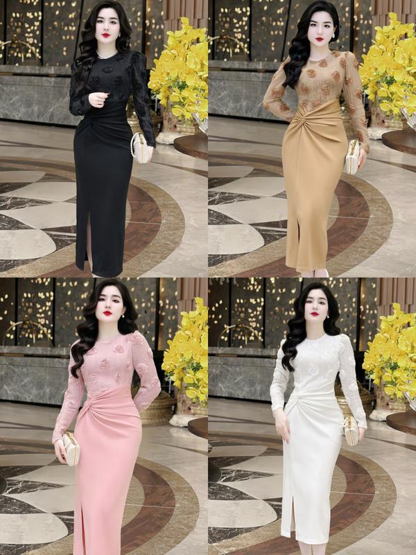 MIỄN SHIP BST MDU3778 Váy Ren Phối Mango Ý 2 Lớp - Dáng Ôm Body Thắt Eo Sang Trọng Dành Cho Nữ Women Dress