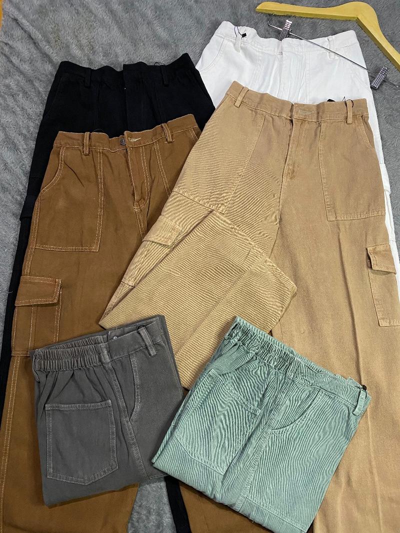 Product Introduction of Naysqii-Highwaist Kulot Cargo Jeans Wanita - Celana Panjang Wanita Cewek Hitam Kancing Karet Samping Nyaman Formal Tebal 14