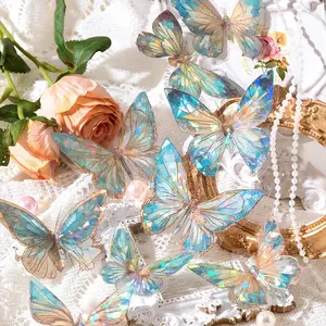 5Style 20pcs/pack INS Butterfly PET Sticker Pack Ice Crystal Laser Gold DIY Handbook Decoration 3D Scrapbook - S19492-4
