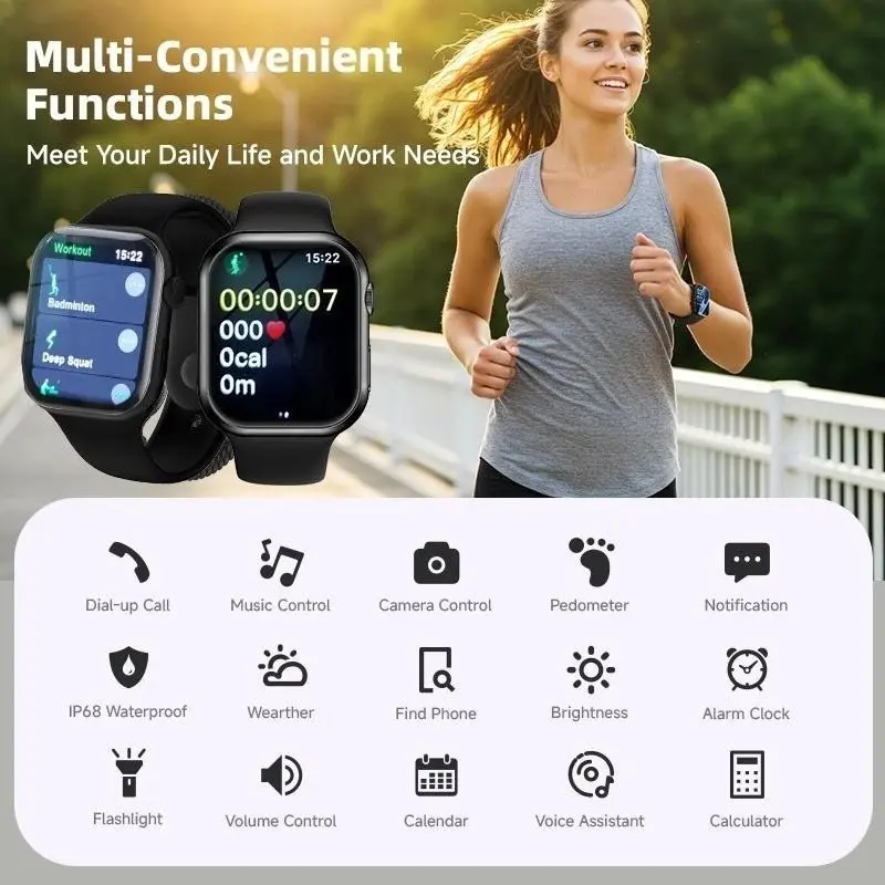 SmartWatch 10 Pro Mini 38mm Pria Wanita Jam AMOLED Pemantauan Detak Jantung Oksigen Darah Pelacak Kebugaran Panggilan Bluetooth Wallpaper Kustom Jam Tangan Pintar Anti Air untuk Pria Olahraga Kompatibel dengan Android & iOS 6