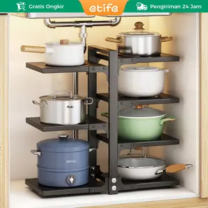 Etife Rak Panci/ Rak Penyimpanan Dapur/Wastafel Dapur Di Bawah Rak/Rak Penyimpanan Dapur Rak Serbaguna