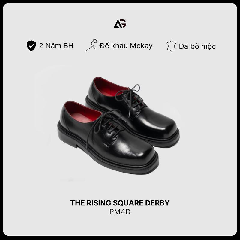  Giày Da Nam Công Sở Cao Cấp Da Bóng The Rising Square Derby August Bảo Hành 24 Tháng PM4D 
